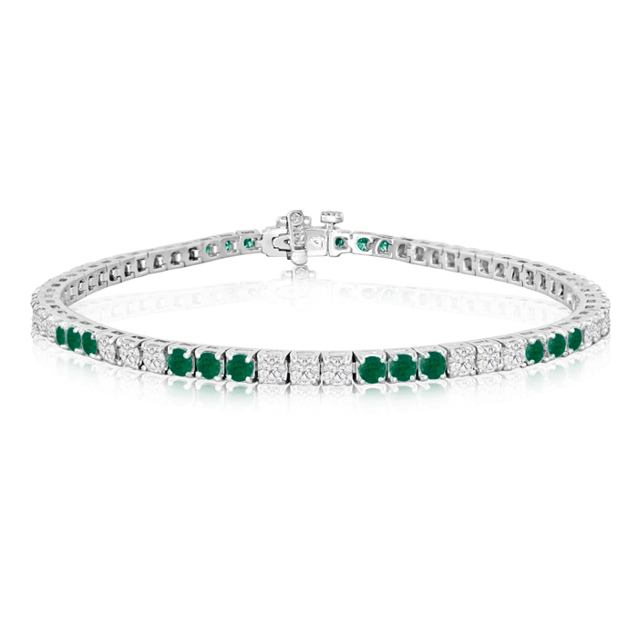5 Carat Emerald Cut & Diamond Bracelet in 14K White Gold, , 7 Inch by SuperJeweler