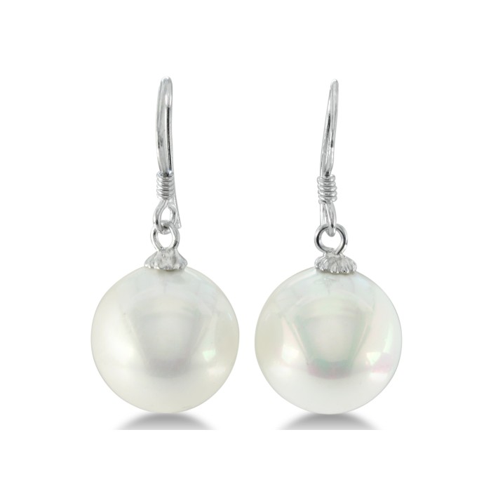 Pearl Drop Earrings  Pearl Drop Earrings With 12MM Shell Pearls In  Sterling Silver