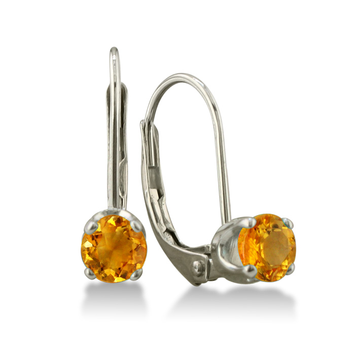 1/2 Carat Solitaire Citrine Leverback Earrings, 14k White Gold (1.1 g) by SuperJeweler