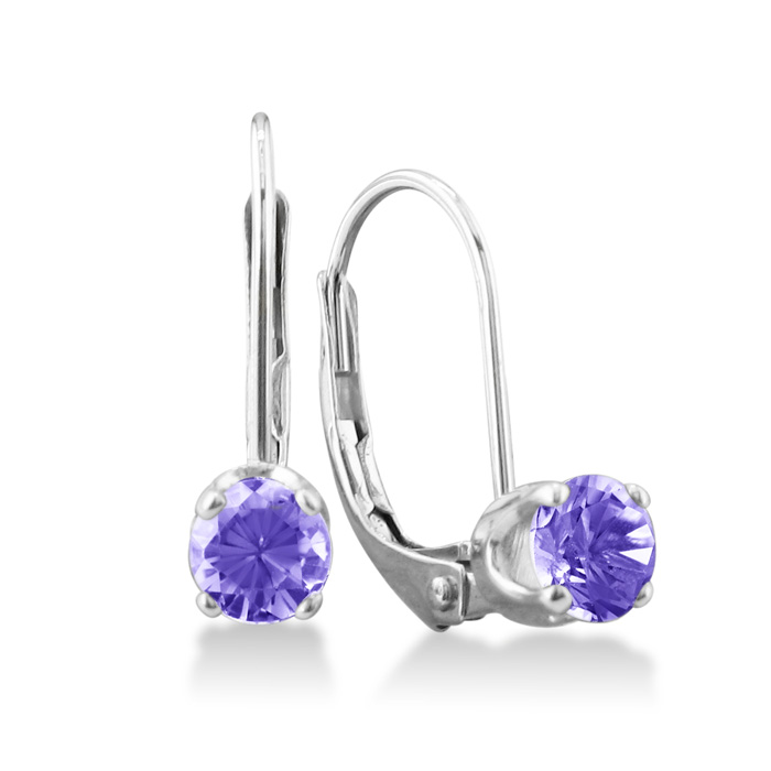 1/2 Carat Solitaire Tanzanite Leverback Earrings, 14k White Gold (1.1 g) by SuperJeweler