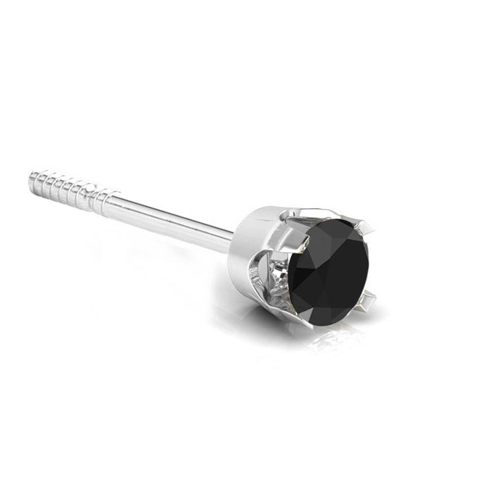 Diamond Stud Earrings 1 2ct Black Single Diamond Stud Earring In 10k White Gold Superjeweler