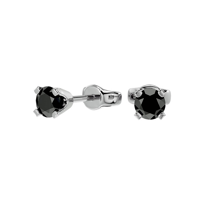 1/10 Carat Black Diamond Stud Earrings in White Gold (0.2 g) by SuperJeweler
