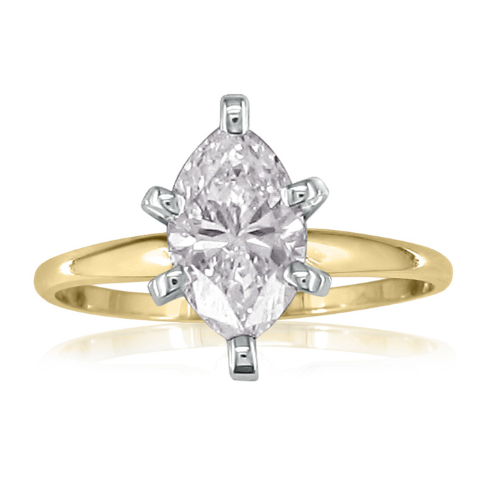 1ct Marquise Diamond Engagement Ring, Yellow Gold, Available in 1/4,1/3,1/2 and 3/4ct
