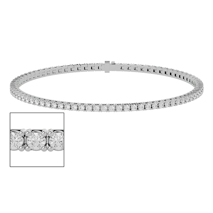 3 Carat Diamond Tennis Bracelet in White Gold (8.8 g), 7 Inches,  by SuperJeweler