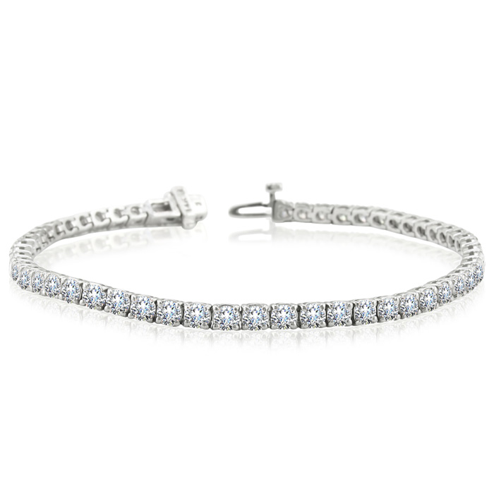 7 Carat Round Diamond Tennis Bracelet in 14K White Gold (7.7 g), 7 Inches (, I2) by SuperJeweler