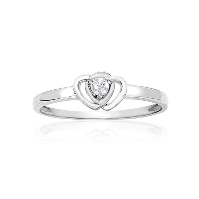 .07 Carat Heart Shaped Diamond Promise Ring in Sterling Silver,  by SuperJeweler