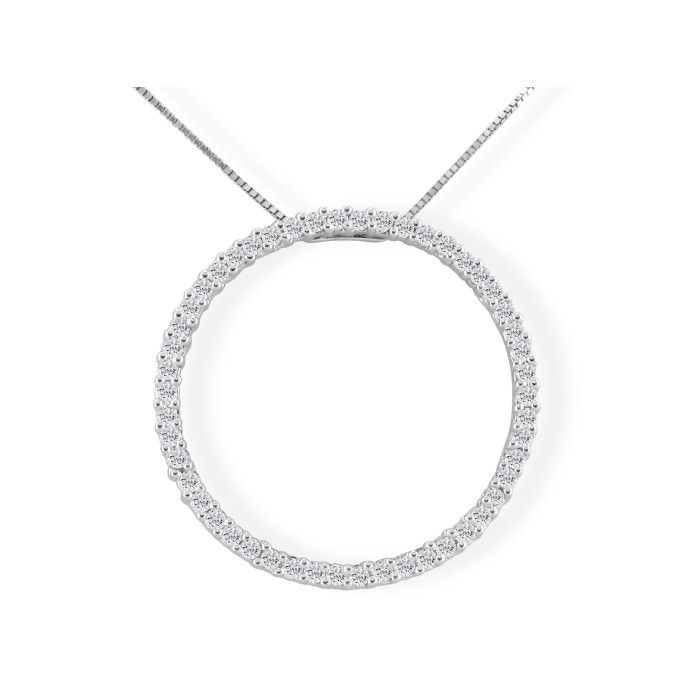 1/4 Carat Circle Style Diamond Pendant Necklace in White Gold, , 18 Inch Chain by SuperJeweler