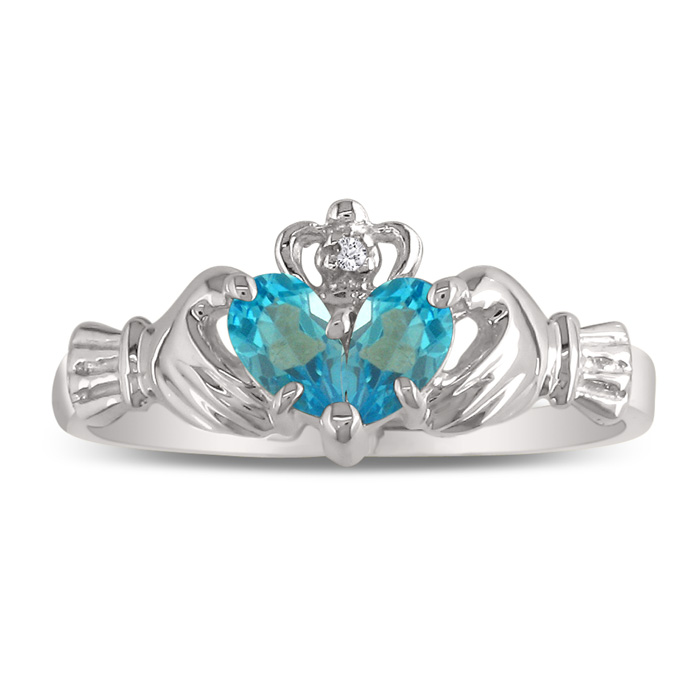 Blue topaz hot sale claddagh ring