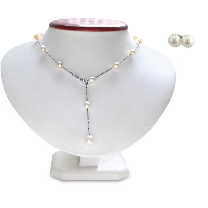 Freshwater Pearls By The Yard Necklace, Tin Cup Style, 18 Inch Chain by SuperJeweler