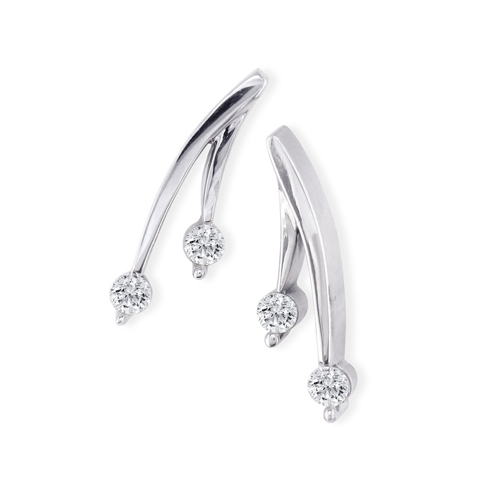 1/4 Carat Diamond Olive Branch Earrings, 14k White Gold (3 g), G/H Color by SuperJeweler