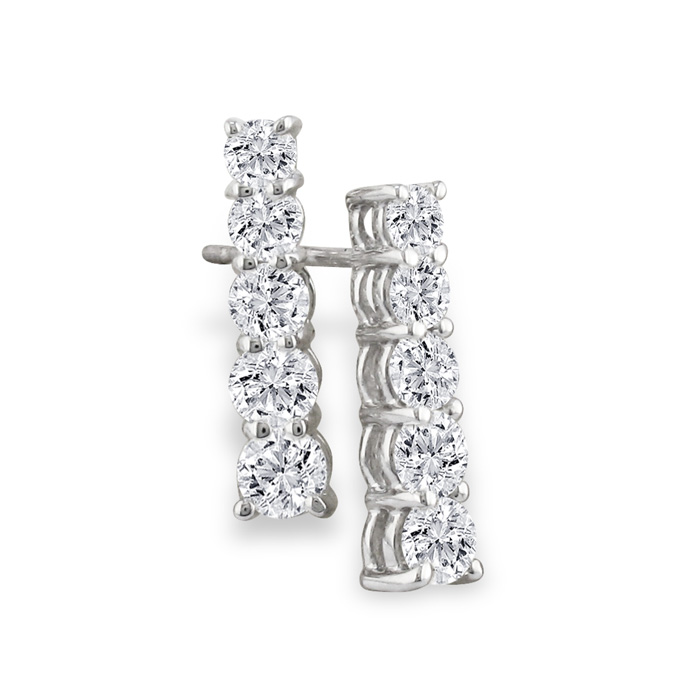 1/2 Carat Classic Diamond Line Earrings in 14k White Gold (1.2 g), G/H Color by SuperJeweler