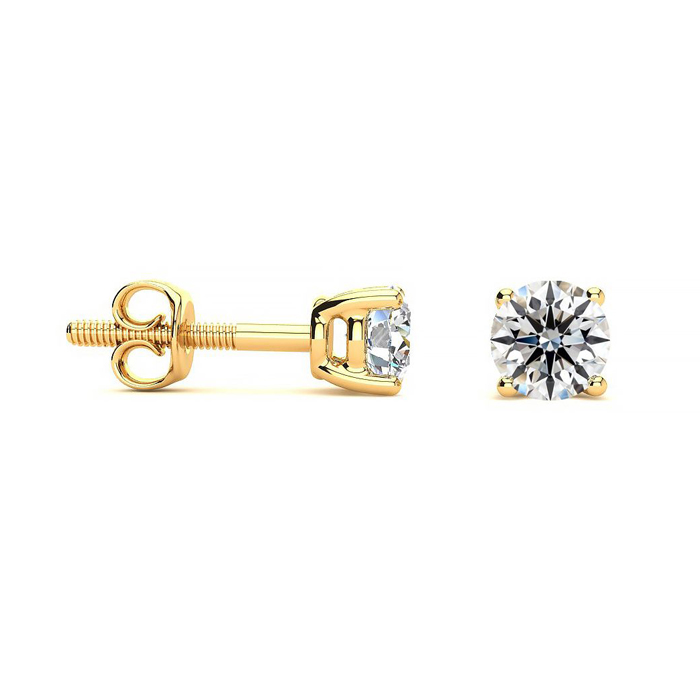 1/2 Carat Round Diamond Stud Earrings in 14K Yellow Gold (, VS1-VS2) by SuperJeweler