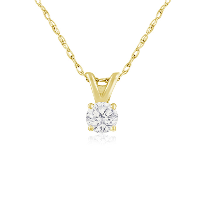 1/6 Carat 14k Yellow Gold Diamond Pendant Necklace, , 18 Inch Chain by SuperJeweler