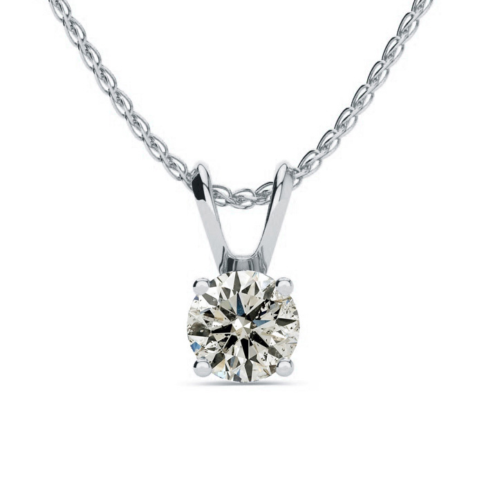 1/2 Carat 14k White Gold (1 Gram) Diamond Pendant Necklace1/2 Carat 14k White Gold (1 Gram) Diamond Pendant Necklace, G/H Color, 18 Inch Chain by