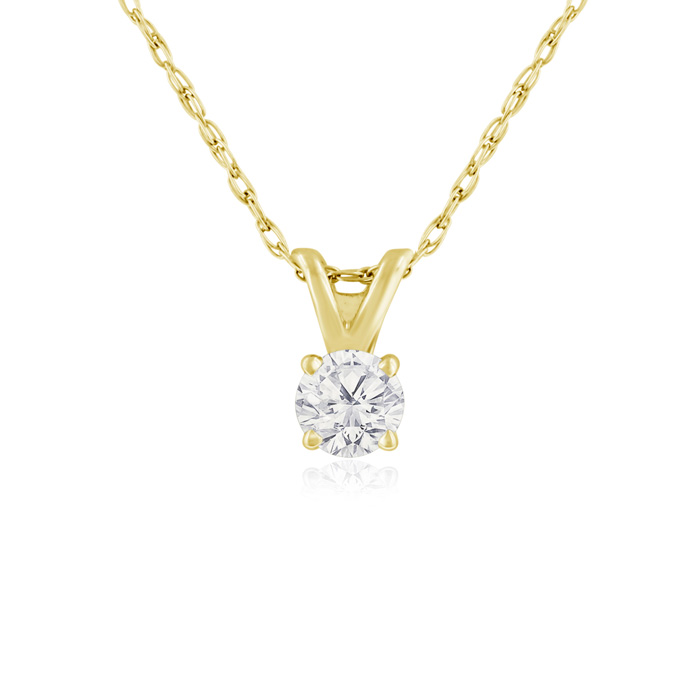 1/6 Carat 14k Yellow Gold Diamond Pendant Necklace, 2 Stars, , 18 Inch Chain by SuperJeweler