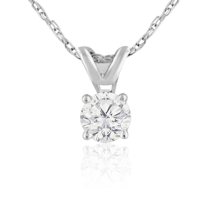 1/5 Carat 14k White Gold Diamond Pendant Necklace, 2 Stars, , 18 Inch Chain by SuperJeweler