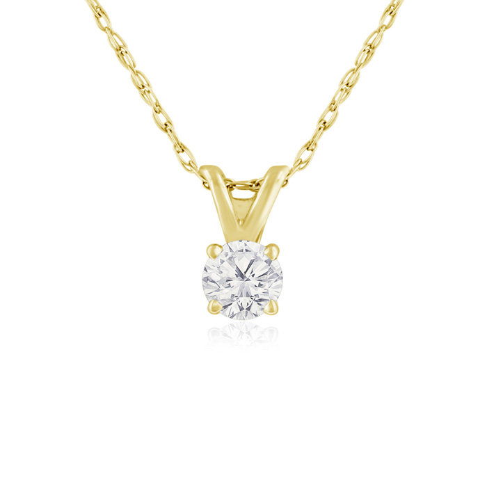 1/5 Carat 14k Yellow Gold Diamond Pendant Necklace, 2 Stars, , 18 Inch Chain by SuperJeweler