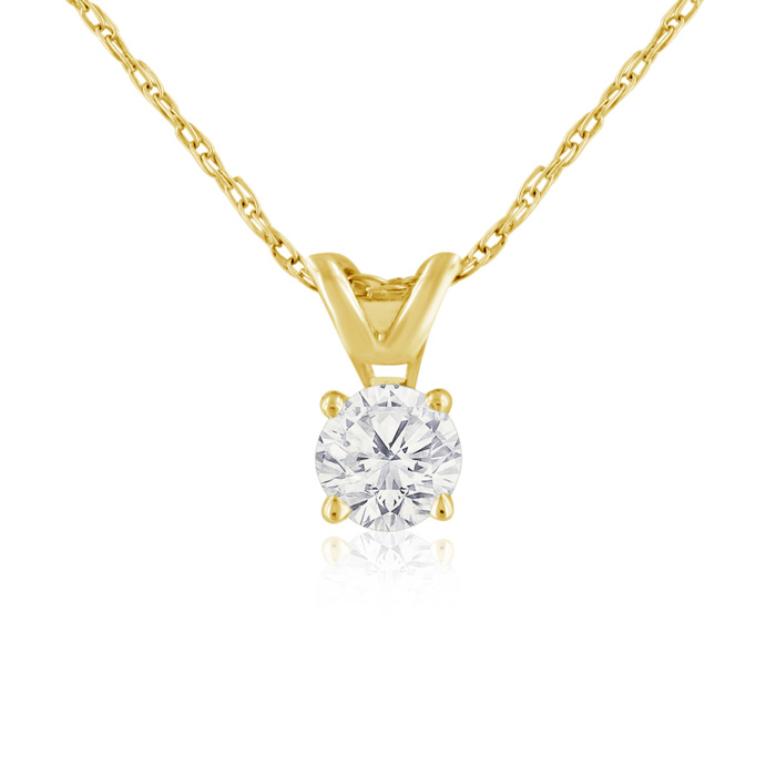 1/4 Carat 14k Yellow Gold Diamond Pendant Necklace, 2 Stars, , 18 Inch Chain by SuperJeweler