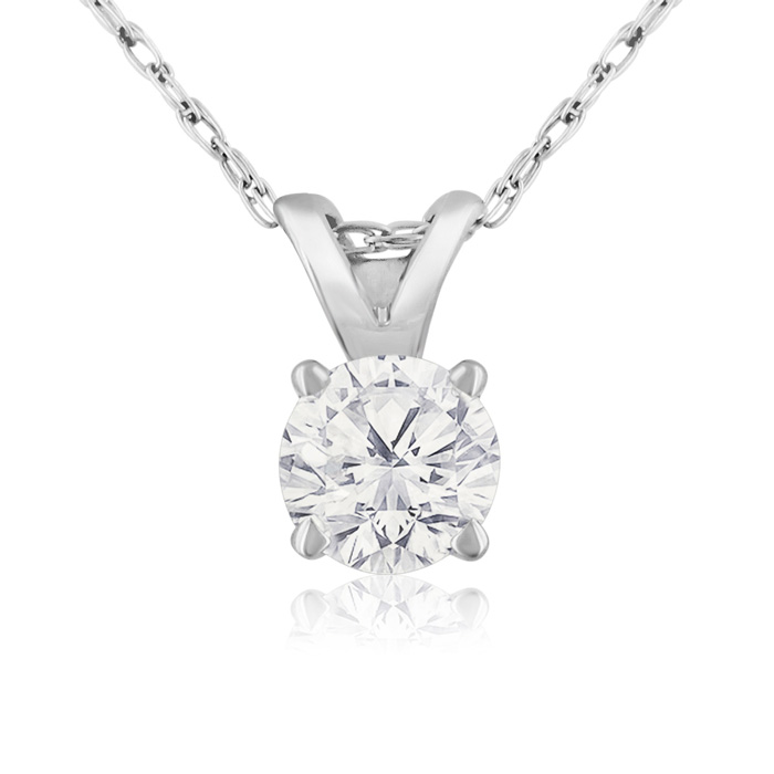 1/3 Carat 14k White Gold Diamond Pendant Necklace,  color, I1/I2 Clarity, 18 Inch Chain by SuperJeweler