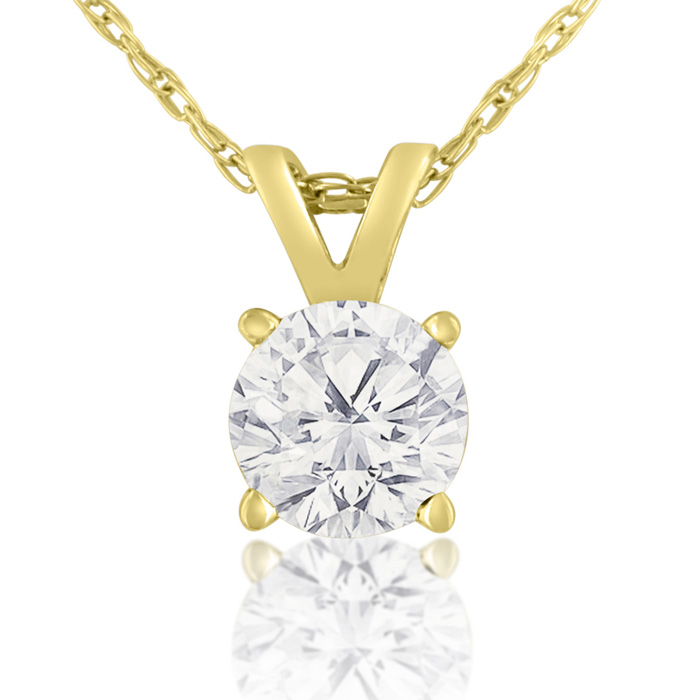 1/2 Carat 14k Yellow Gold WGL Certified Diamond Pendant Necklace, , 18 Inch Chain by SuperJeweler