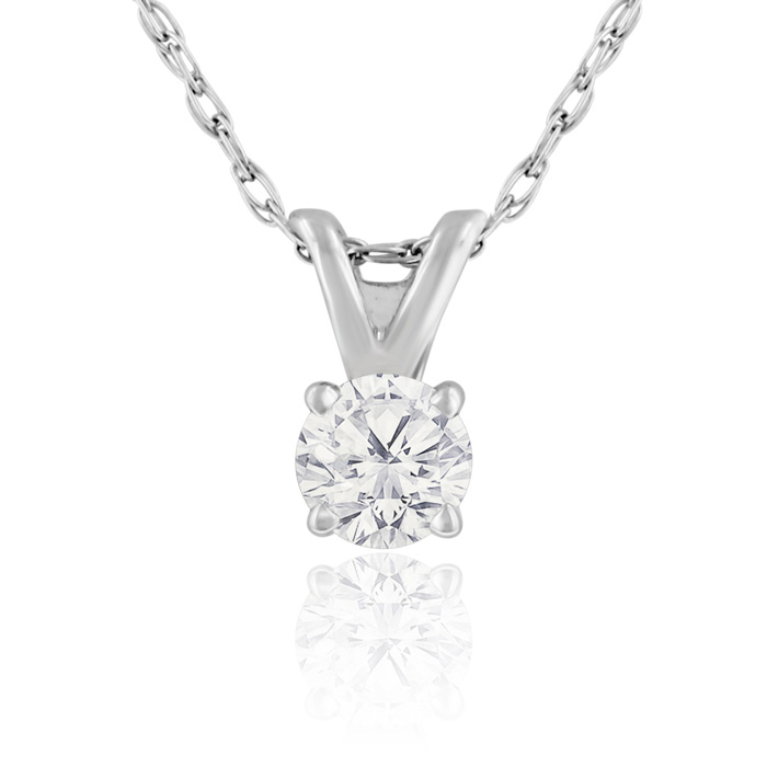 1/6 Carat 14k White Gold Diamond Pendant Necklace, , 18 Inch Chain by SuperJeweler