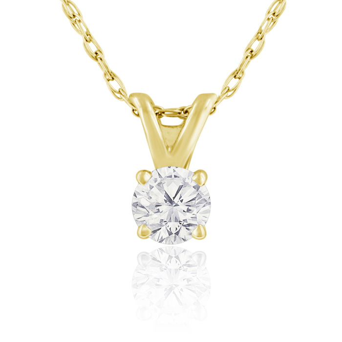 1/6 Carat 14k Yellow Gold Diamond Pendant Necklace, , 18 Inch Chain by SuperJeweler