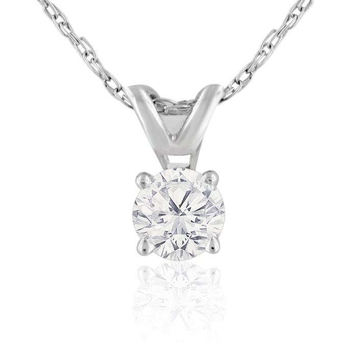 1/4 Carat 14k White Gold Diamond Pendant Necklace, , 18 Inch Chain by SuperJeweler