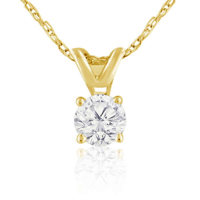 1/4 Carat 14k Yellow Gold Diamond Pendant Necklace, , 18 Inch Chain by SuperJeweler