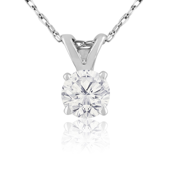 3/8 Carat 14k White Gold Diamond Pendant Necklace, , 18 Inch Chain by SuperJeweler