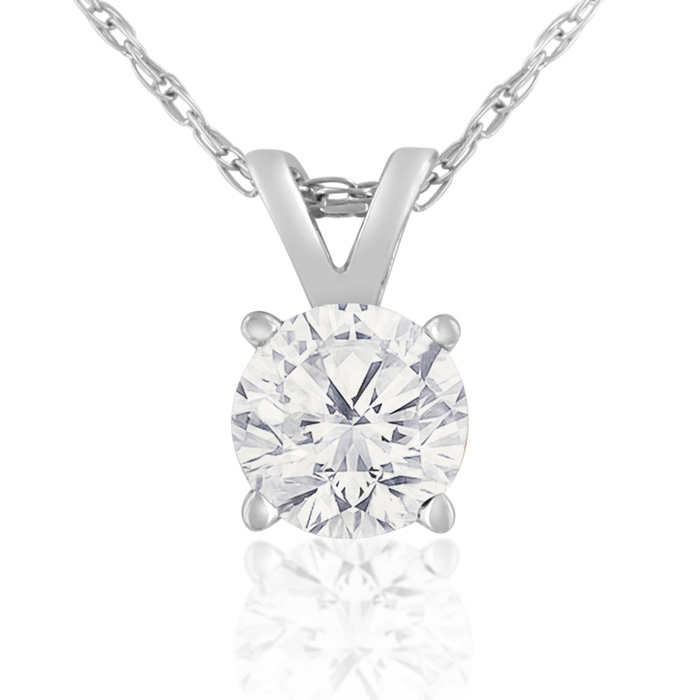 1/2 Carat 14k White Gold Diamond Pendant Necklace, , 18 Inch Chain by SuperJeweler