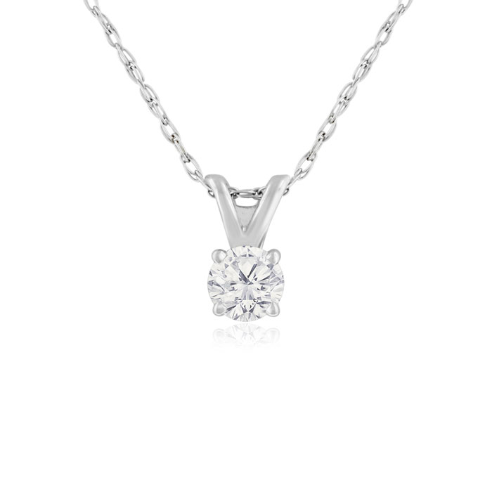 1/6 Carat 14k White Gold Diamond Pendant Necklace, G/H Color, 18 Inch Chain by SuperJeweler