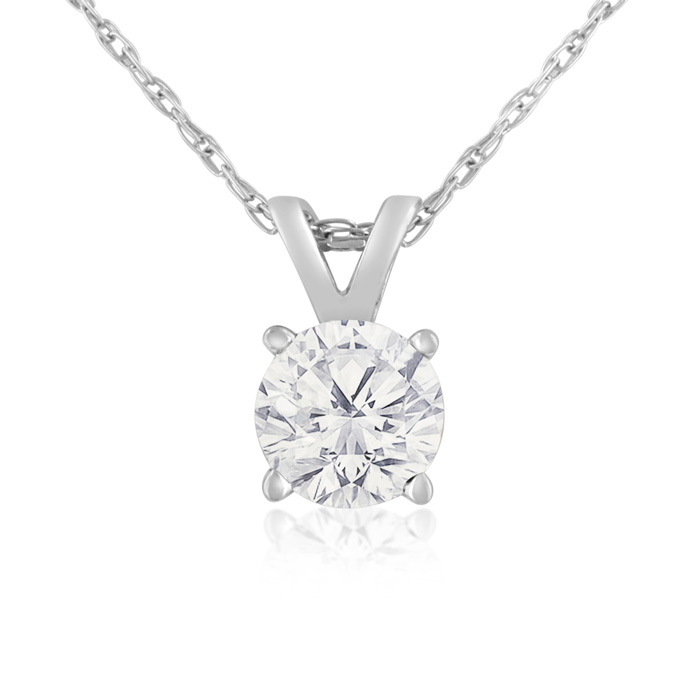 3/8 Carat 14k White Gold Diamond Pendant Necklace, 4 stars, G/H Color, 18 Inch Chain by SuperJeweler