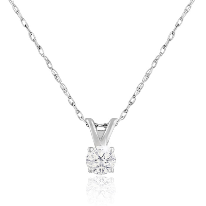 1/6 Carat 14k White Gold Diamond Pendant Necklace, , 18 Inch Chain by SuperJeweler