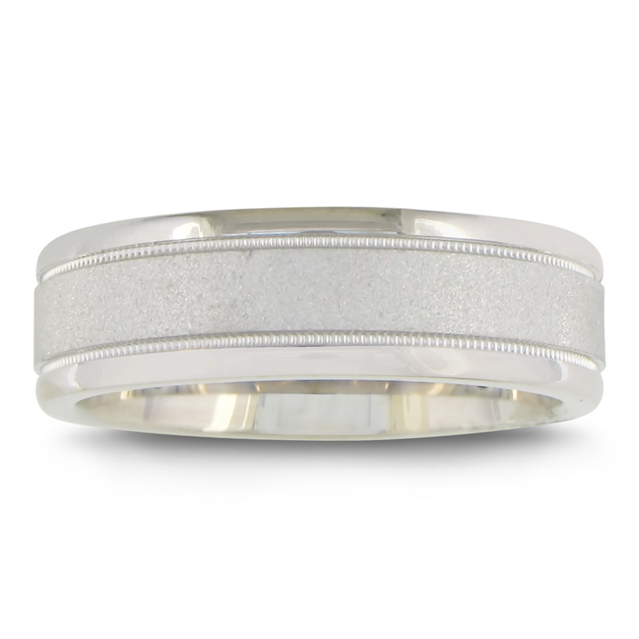 Men's & Women's Sandblast Sterling Silver 6.5mm Wedding Band Ring by SuperJeweler