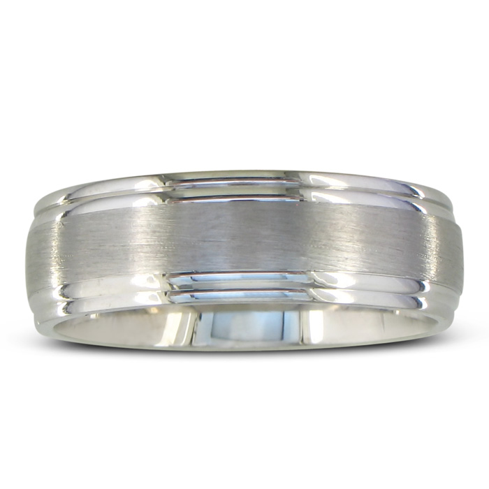 Men's & Women's Brush Finished Sterling Silver 6.5mm Wedding Band Ring by SuperJeweler