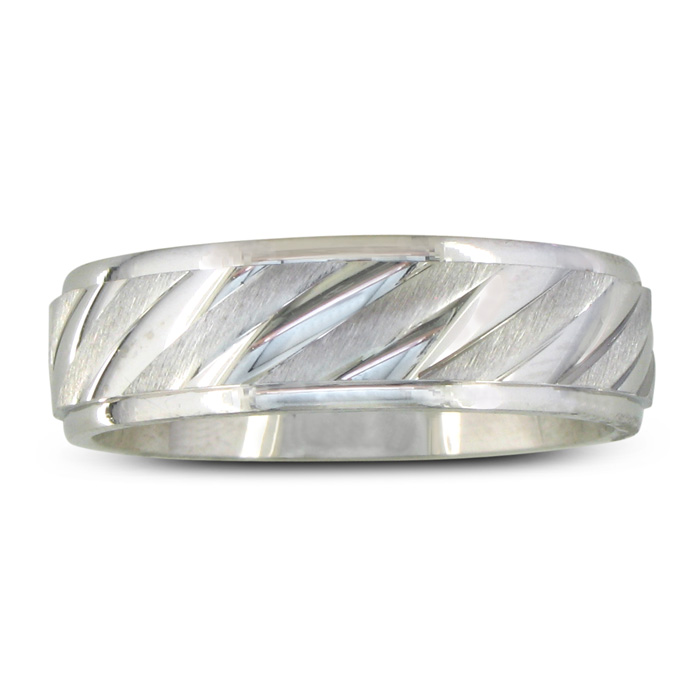 Men's & Women's Fluted Sterling Silver 6.5mm Wedding Band Ring by SuperJeweler