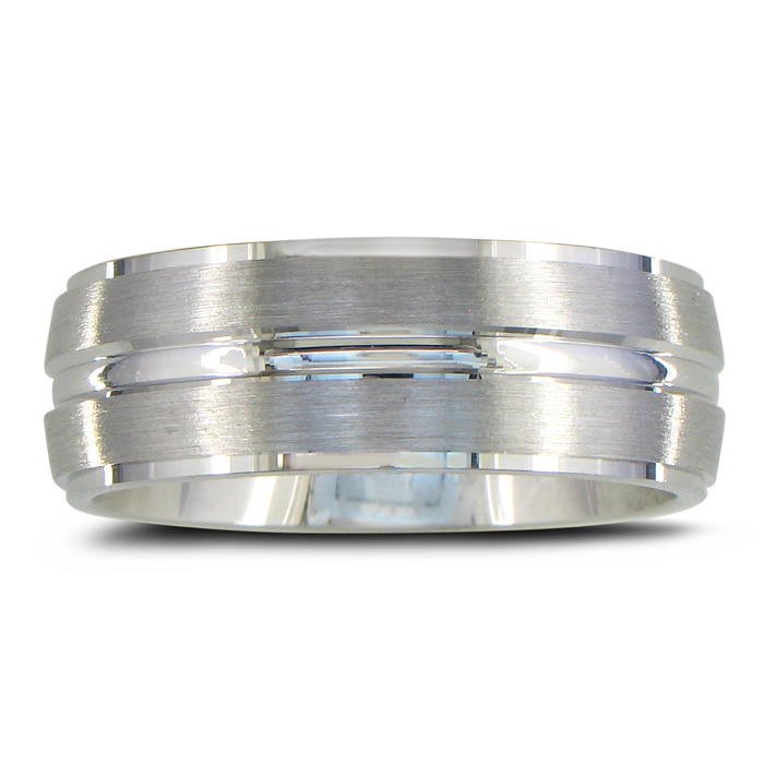 Men's & Women's Five Row Sterling Silver Wedding Band, 8mm Wide by SuperJeweler