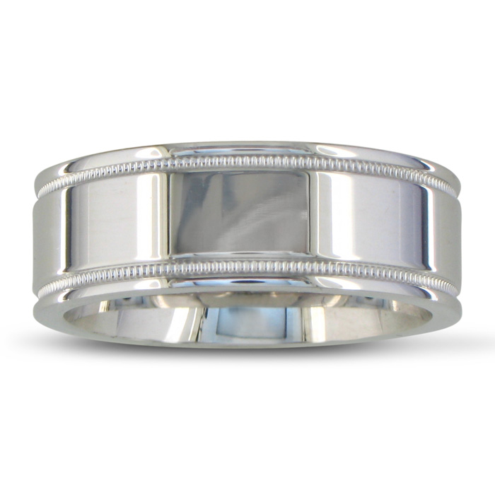 Men's & Women's High Polish & Milgrain Sterling Silver Wide 8mm Wedding Band by SuperJeweler