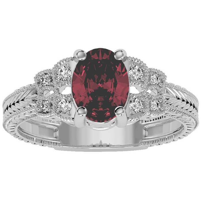 1.5 Carat Oval Shape Ruby & Diamond Ring in White Gold (3.50 g),  by SuperJeweler