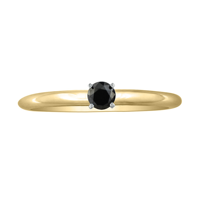 1/10 Carat Black Diamond Solitaire Ring in Yellow Gold (1.1 g) by SuperJeweler