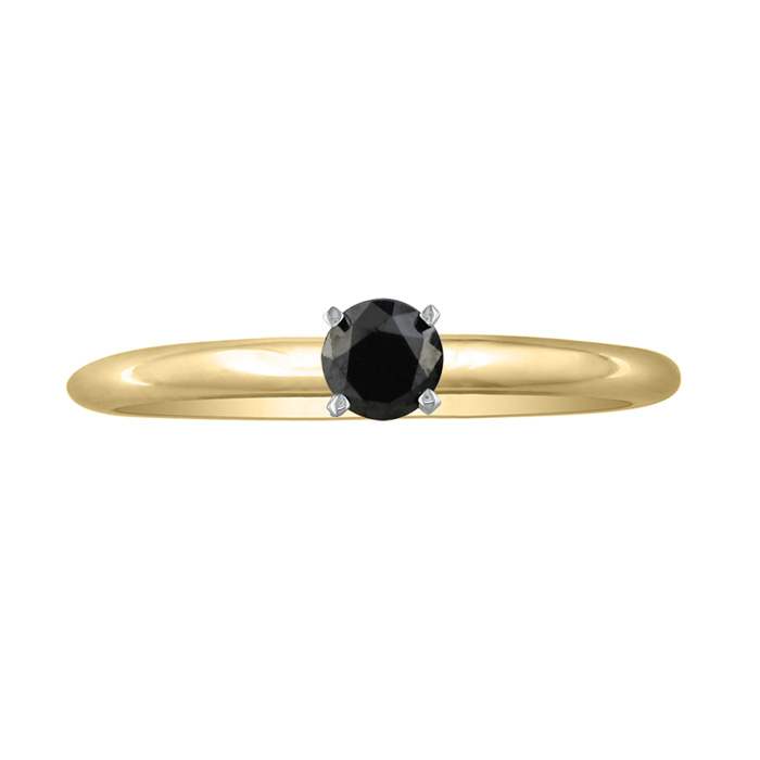 1/4 Carat Black Diamond Solitaire Ring in Yellow Gold (1.2 g) by SuperJeweler
