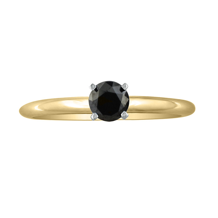 1/2 Carat Black Diamond Solitaire Ring in Yellow Gold (1.4 g) by SuperJeweler