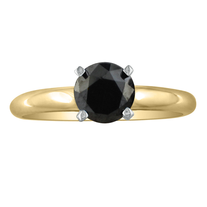 2 Carat Black Diamond Solitaire Ring in 14K Yellow Gold (2.2 g) by SuperJeweler