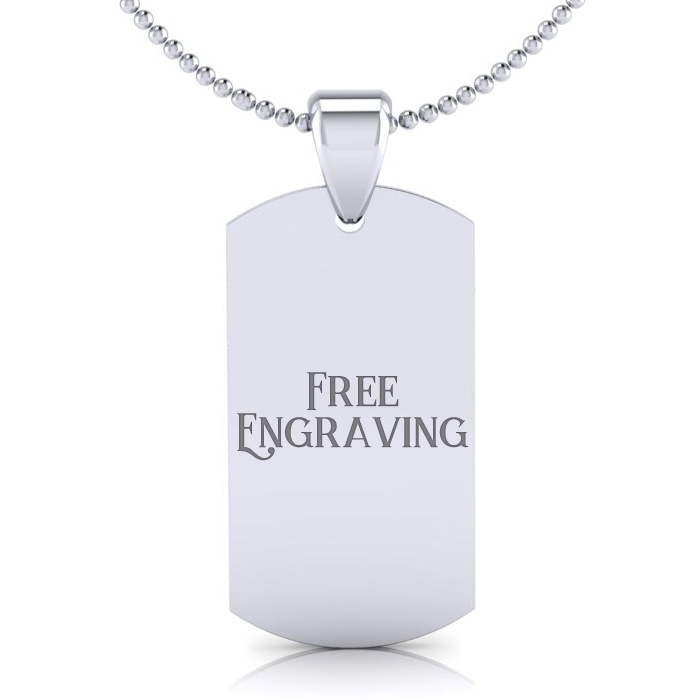 Stainless Steel Dog Tag w/ Free Custom Engraving, 19 Inches Necklace by SuperJeweler