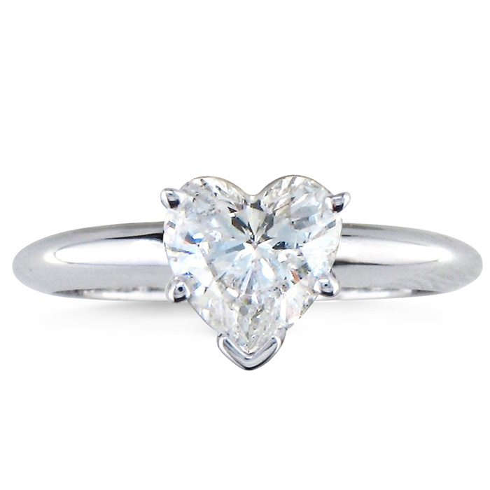 14k White Gold Heart Shaped Engagement Ring