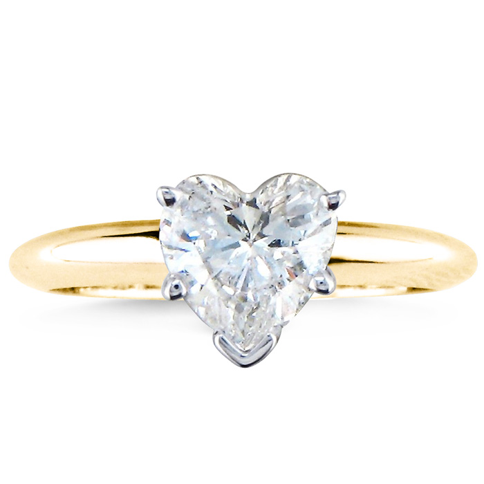1 Carat Heart Shape Diamond Solitaire Ring in 14K Yellow Gold (2.1 g) (, SI2-I1) by SuperJeweler