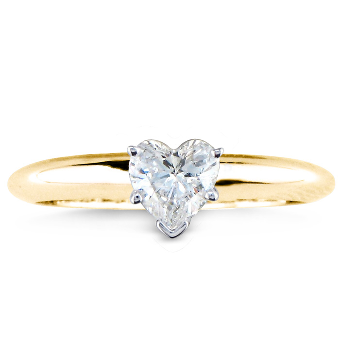 1/2 Carat Heart Shape Diamond Solitaire Ring in 14K Yellow Gold (1.7 g) (, SI2-I1) by SuperJeweler