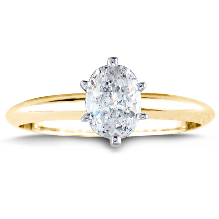 3/4 Carat Oval Shape Diamond Solitaire Ring in 14K Yellow Gold (1.9 g) (, SI2-I1) by SuperJeweler