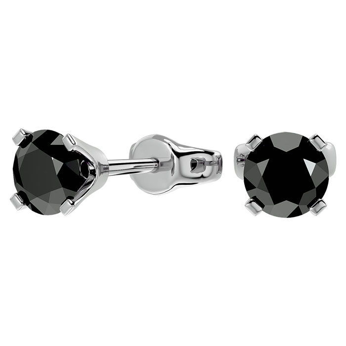 2 Carat Black Diamond Stud Earrings, 14k White Gold (1.1 g) by SuperJeweler