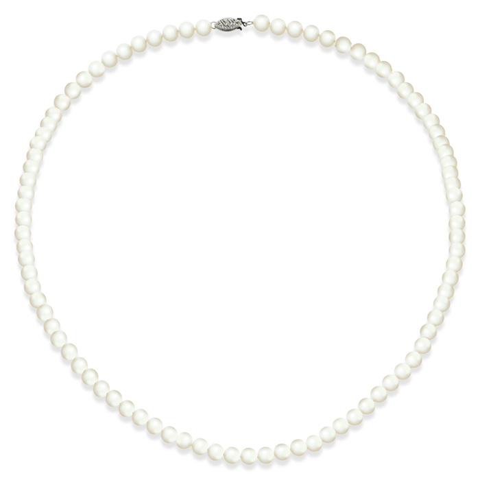 18 Inch 7mm A Hand Knotted Pearl Necklace, Sterling Silver Clasp by SuperJeweler